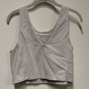 Lululemon Cropped White Ribbed Tank